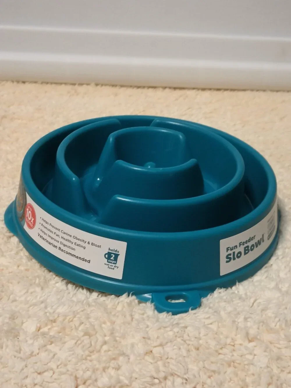 NWT ~ Outward Hound Fun Feeder Slo Bowl – Medium 2‑Cup Capacity, Turquoise Color